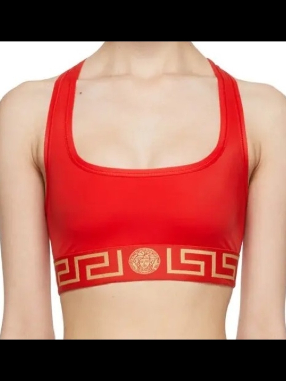 Versace Red Greca Racerback Sports Bra Size 2 NEW Designer Athleisure Lounge